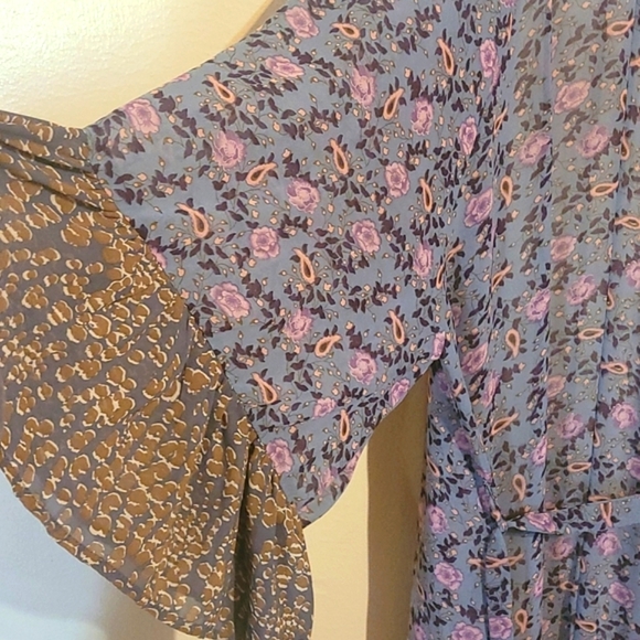 Umgee long boho duster kimono flowy style bell sleeve cardigan size Medium - Picture 13 of 16